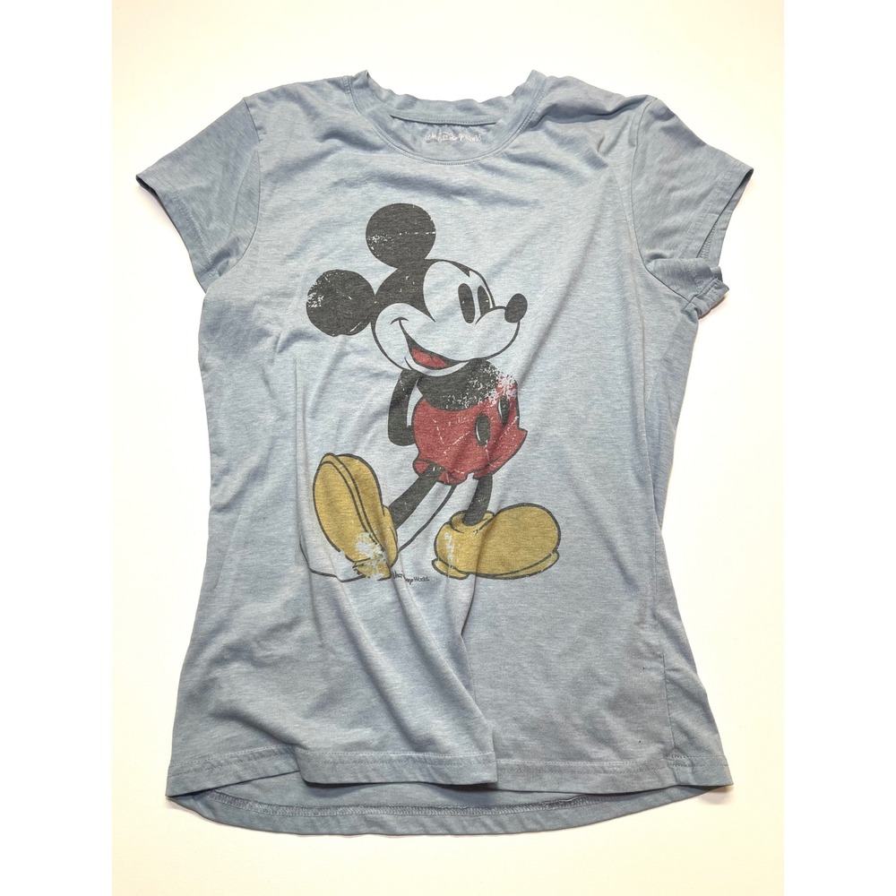 Disney Mickey Mouse Graphic T-Shirt Blue Heathered Womens Large 0386